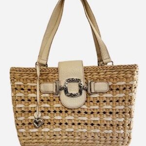 Brighton Tan and Cream Woven Shoulder Bag